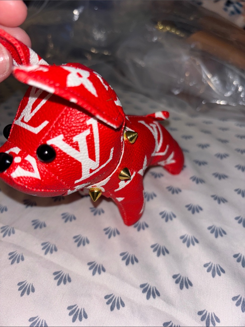 Brand New ? Red  Monogram Dog Keychain Charm - Picture 3 of 5